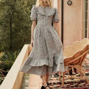 DÔEN Maxi Floral Jolie Dress in Navy Blue Champignon Floral Small